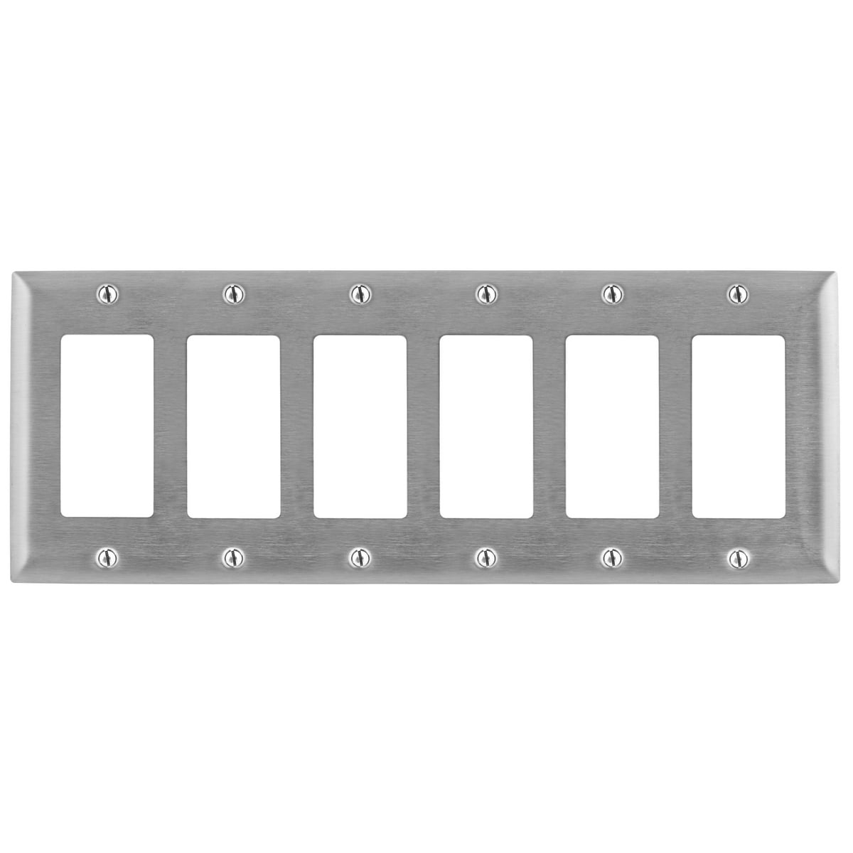 SS266 Decorator Standard Sized Wall Plate, 6 Gangs, 302/304 Stainless Steel