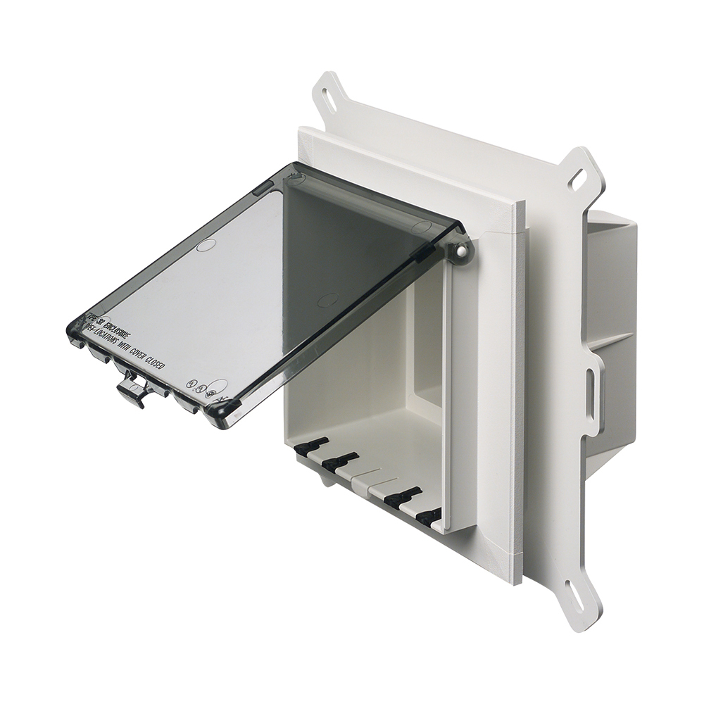 DBLVS2C InBox DBLV 1-Piece Low Profile Exterior Keypad Enclosure, Plastic, 2 Gangs, 6.888 in W x 5.131 in D x 7.159 in H