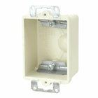 Shallow 1-Gang Switch/Outlet Box; 1-3/4 Inch Depth, Thermoset-Fiberglass Reinforced Polyester, 9 Cubic-Inch, Beige/Tan