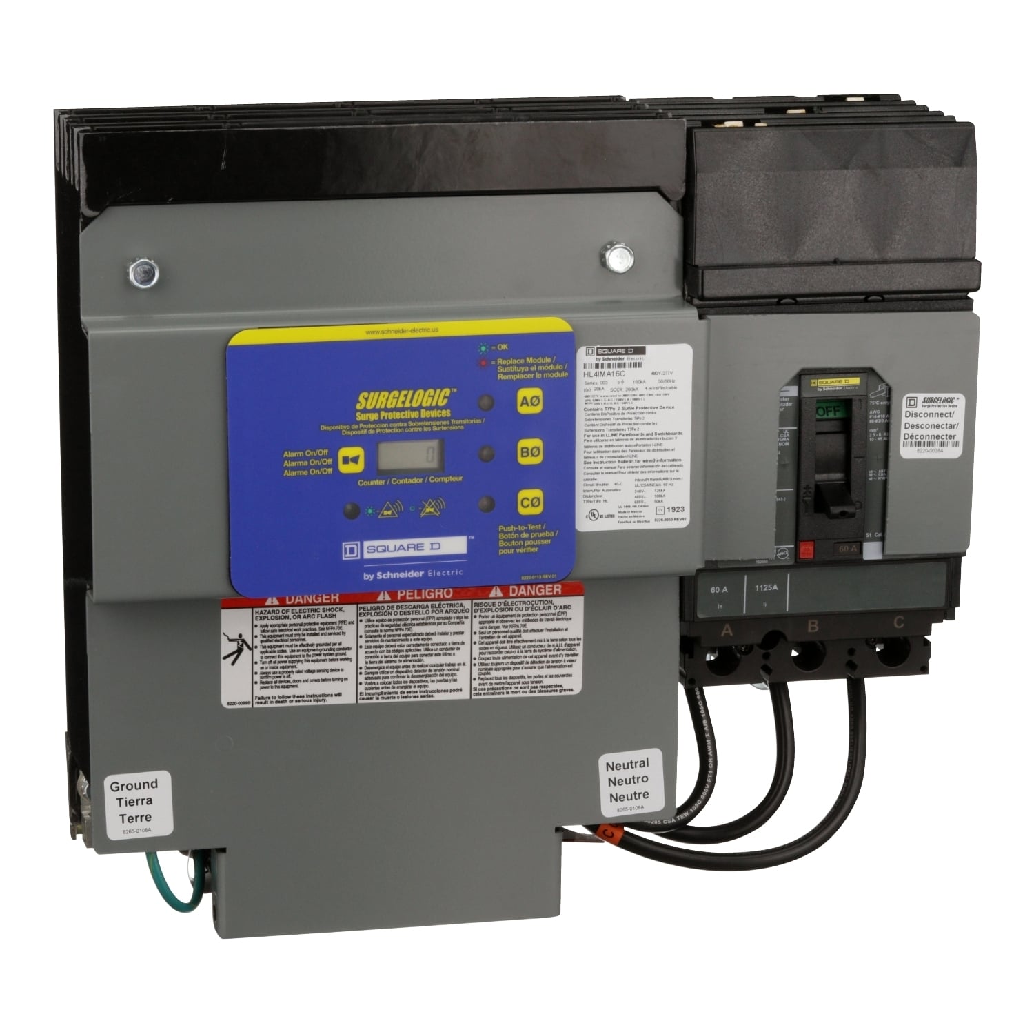 HL4IMA16C1 Surgelogic IMA Type 1 Surge Protective Device, 480Y/277 V AC, 3 Poles, 200 kA SCCR, 3 ph
