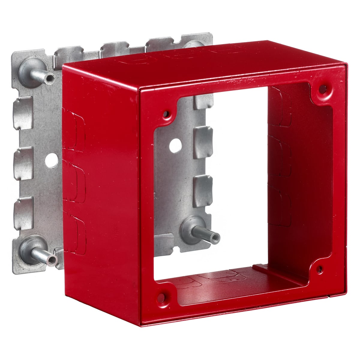 HBL5753RA 2-Gang Combination Extra Deep Standard Alarm Device Box With 1/2 in NPT Knockout, 4.6 in L x 4.7 in W x 2.8 in H, Rolled Steel, Red