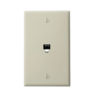 40249-T Screw Terminal Standard Telephone Wall Jack, 1 Gang, 2-3/4 in W, Plastic, Box Mount