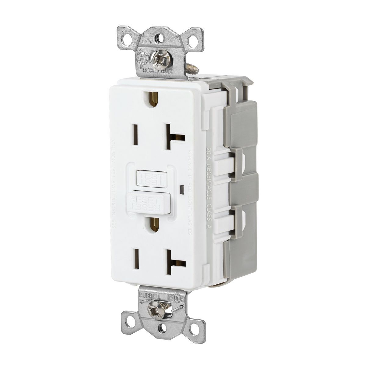 SNAPGF20W Heavy Duty GFCI Receptacle, 125 V AC, 20 A, 2 Poles, 3 Wires, White