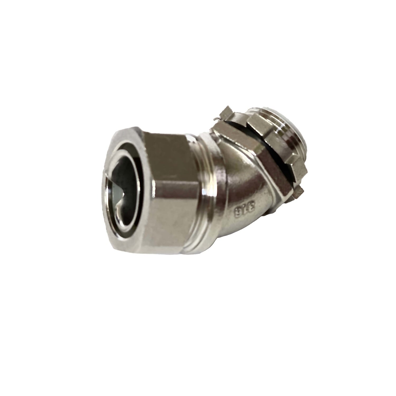 S60500FC45 Rigid Flexible Connector, 1/2 in Trade, For Use With Calbrites Bare/PVC/Clear Coated Flexible Conduit, 316L Stainless Steel, #4 Polished