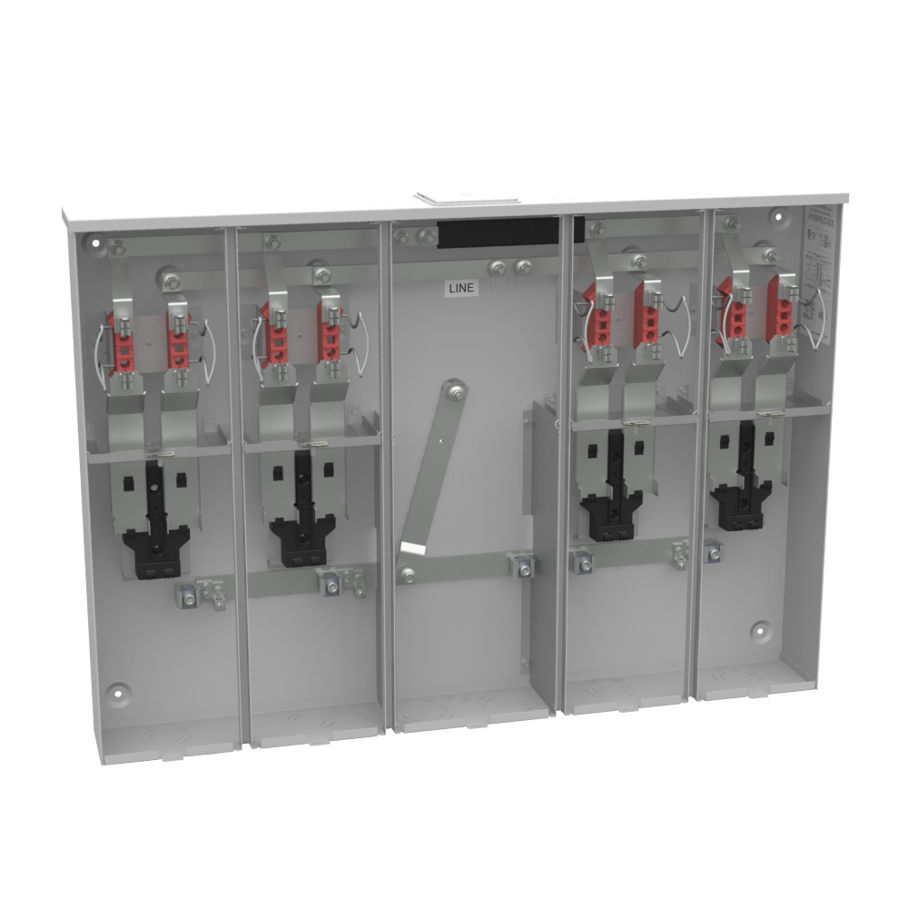 U5884-X 4 Term, Ringless, Large Closing Plate, 4 Position, 4-200 Amp, Main Breaker Provision