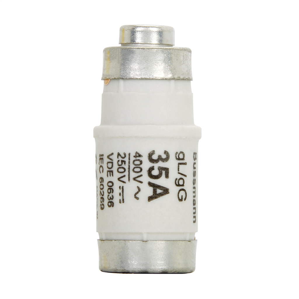 35NZ02 Type D0 Time Delay Fuse, 35 A, 400 V AC, 100 kA Interrupt, Class: GL/GG/C, Cartridge Body