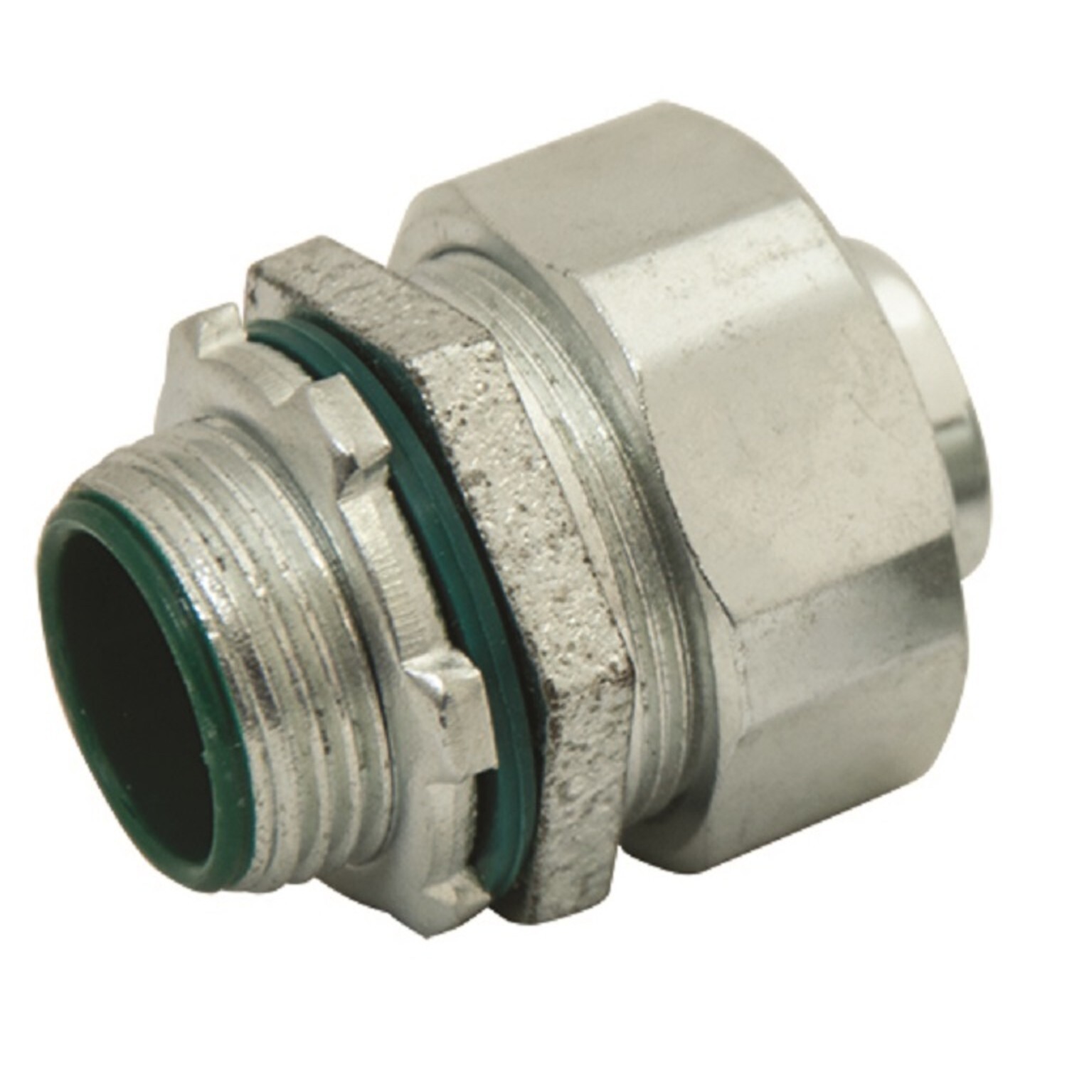 LTQ50KON Non-Insulated Screw-On Straight Liquid Tight Connector, 1/2 in Trade, Malleable Iron, Zinc Plated