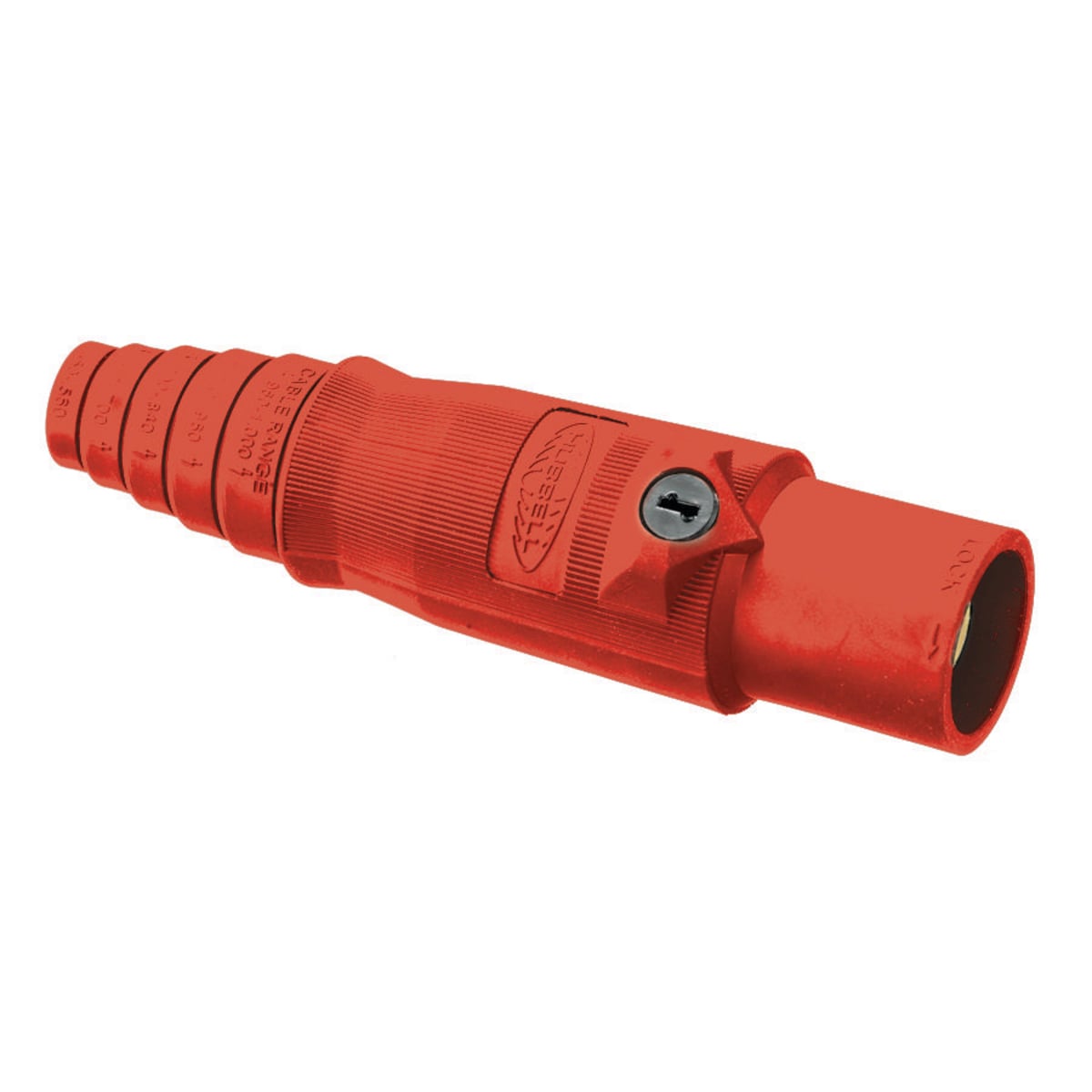 HBL400MR 1-Pole Heavy Duty Male Taper Nose Standard SC/PPC Type Plug, 600 V AC/250 V DC, 400 A, 2/0 to 4/0 AWG Wire, Pressure Screw Terminal Connection, 3R/4X/12K NEMA Rating