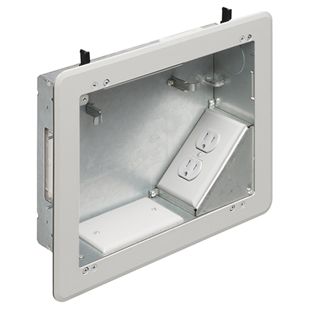 TVBS810 Power Low Voltage Recessed Combination Box, Plastic/Steel, 1 Knockouts, 10.656 in L x 12.531 in W x 3 in H