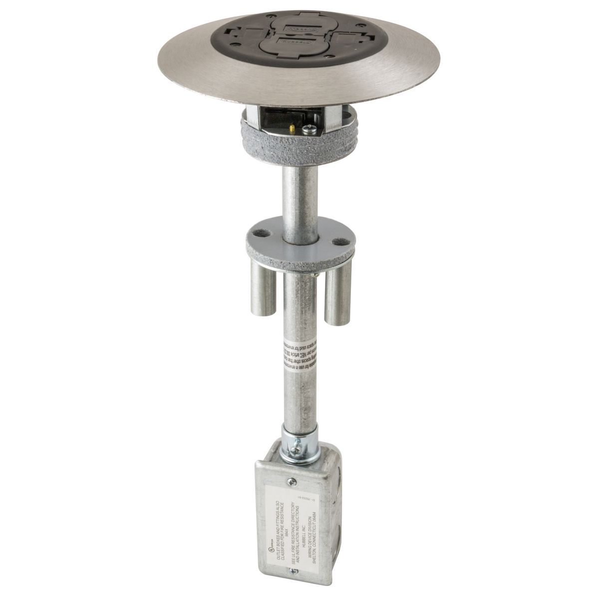 PT2X2ALU3 2X2 1-Piece Fire-Rated Flush Standard Poke-Through Complete Unit, 3 in Hole, 7 in Dia x 0.58 in THK Cover, Aluminum
