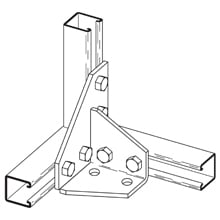 B346LZN Left Hand Double Corner Gusseted Connection, 8 Holes, 5-3/8 in L x 3-1/2 in W, Steel