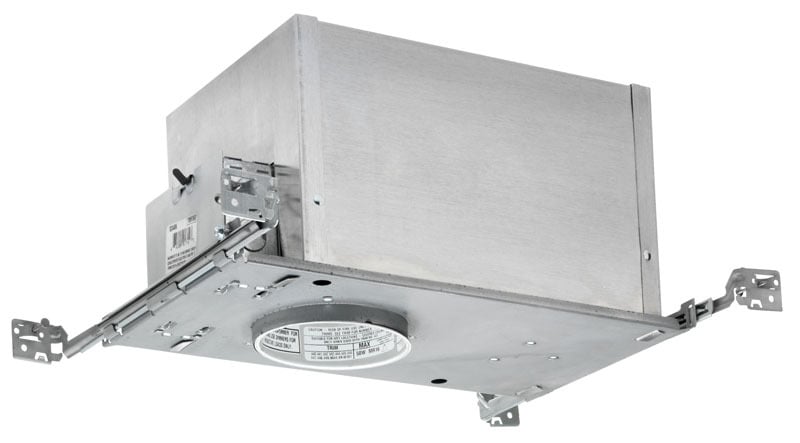 IC44N W Adjustable Low Voltage New Construction Round Downlight Housing With Trim and Push-In Electrical Connector, Incandescent Lamp, Insulated Insulation, 120 VAC, 4-1/2 in Ceiling Opening, Aluminum Housing