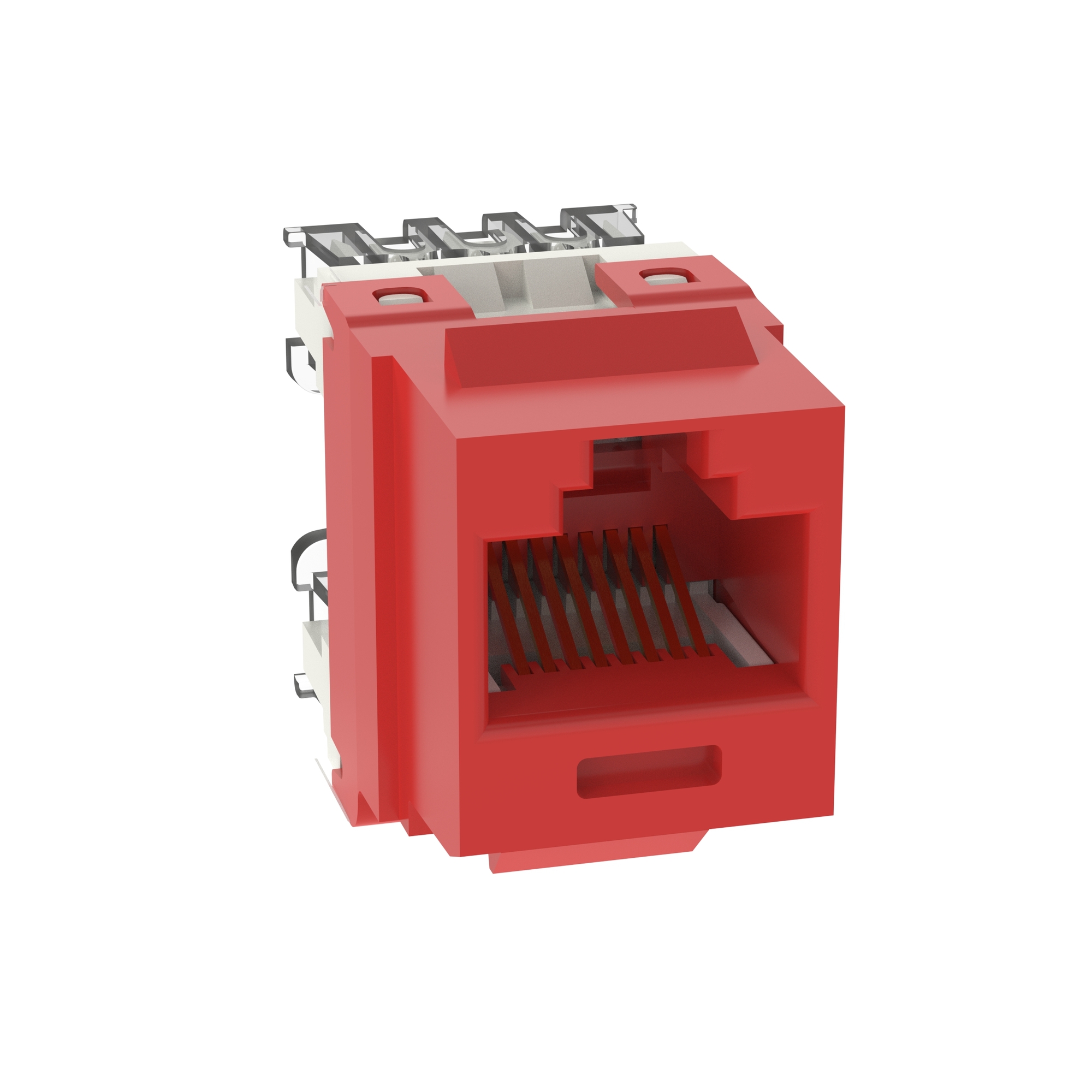 NK688MRD NetKey TX6 Plus 1-Slot 8-Position 8-Wire Punchdown Unshielded Keystone Jack Module, Cat 6/Keystone/Mini-Com Module, Surface Mount, 1 Port, ABS/Polycarbonate, Red