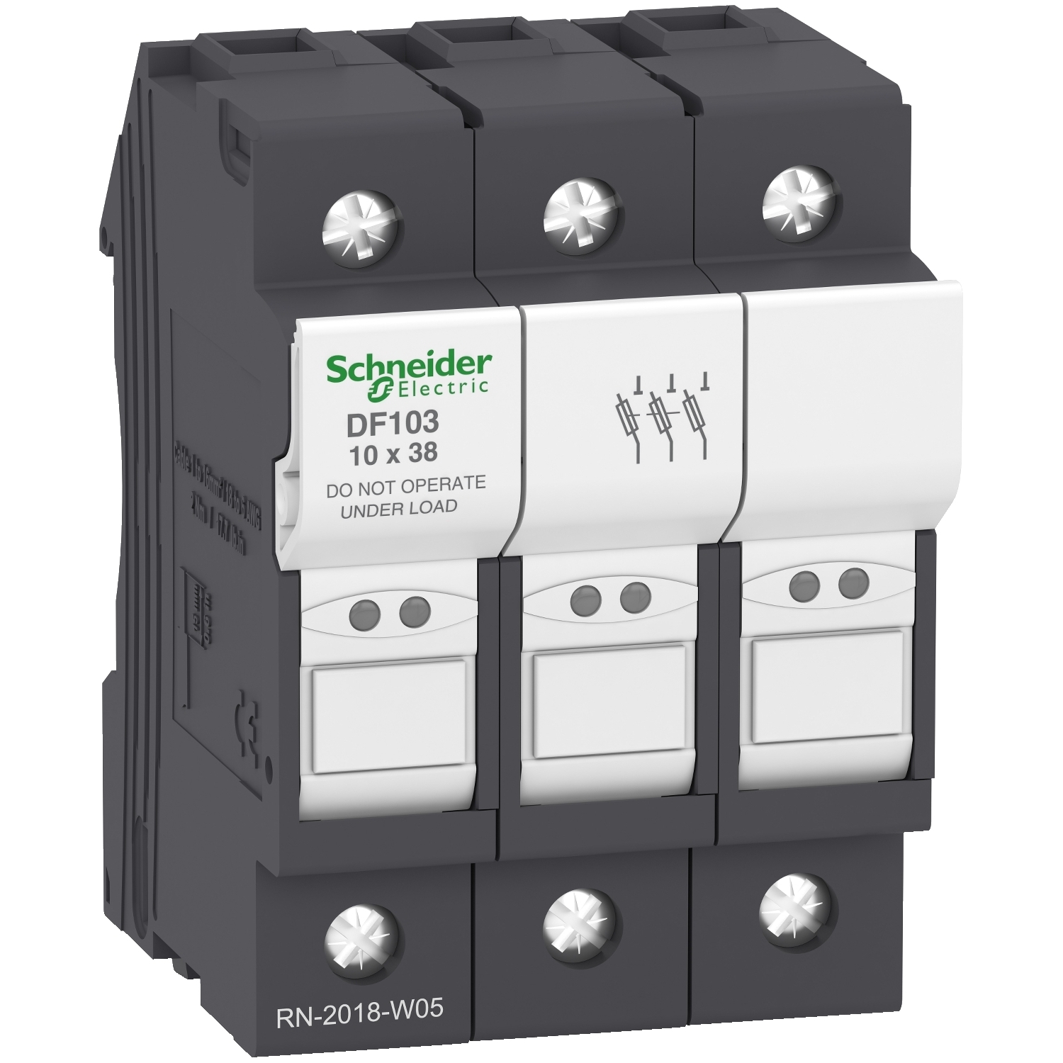 DF103 TeSys DF Fuse Holder, 690 V AC, 32 A, 16 to 10 AWG Wire, 3 Poles