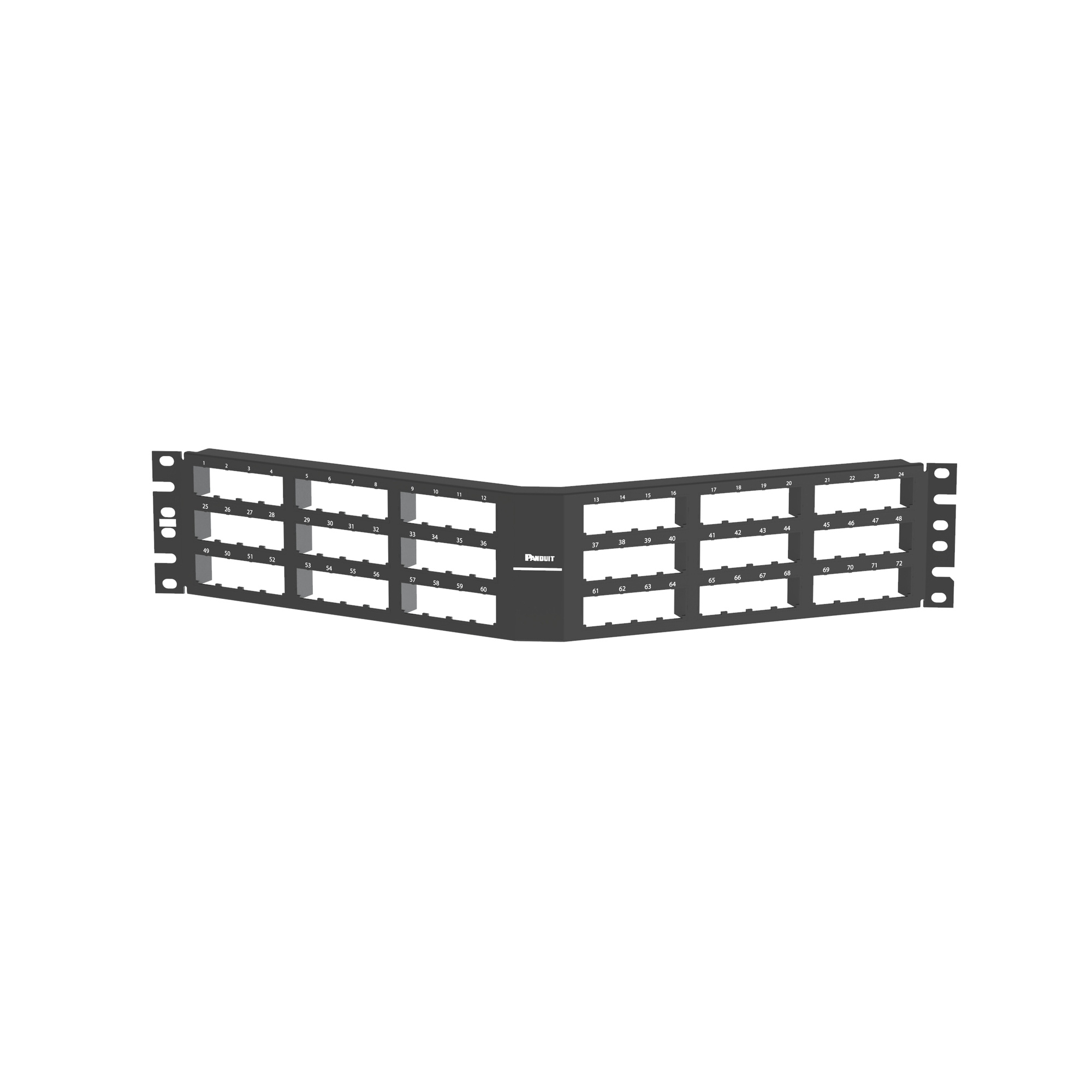 Mini-Com Ang Flush Patch Panel, 72 Port, 3 RU, BL