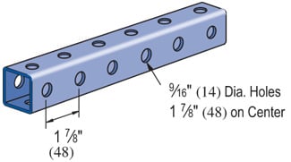P9200-10PG P9000 Tubing, 10 ft L 1-7/8 in W 1-7/8 in D 12 ga THK, Low Carbon Steel, Pre-Galvanized Zinc, Domestic