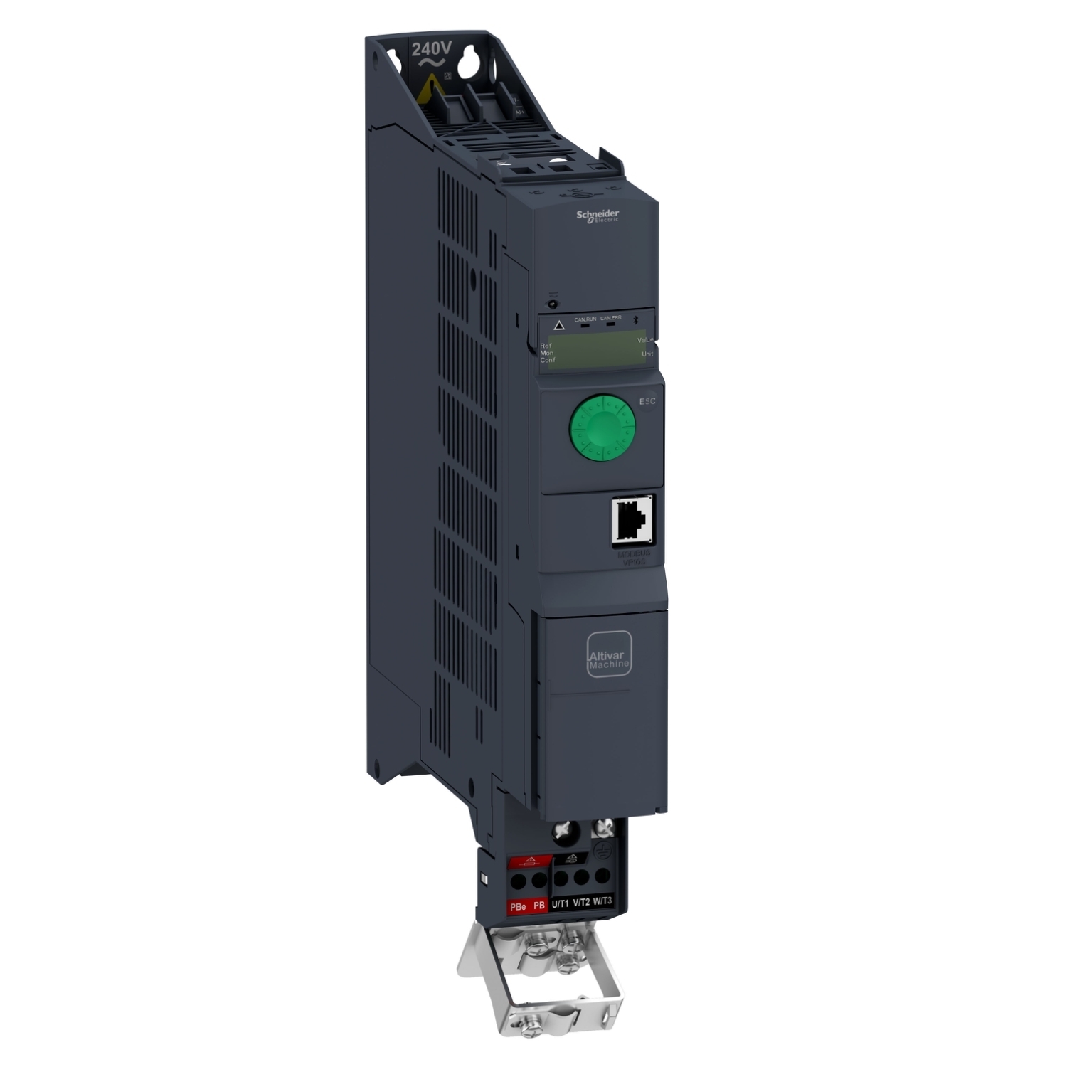 ATV320U07N4B Altivar 3-Phase Variable Speed Drive With Book Control Block, 400/480 V AC, 2.3 A, 1 hp, 1.77 in W x 9.65 in D