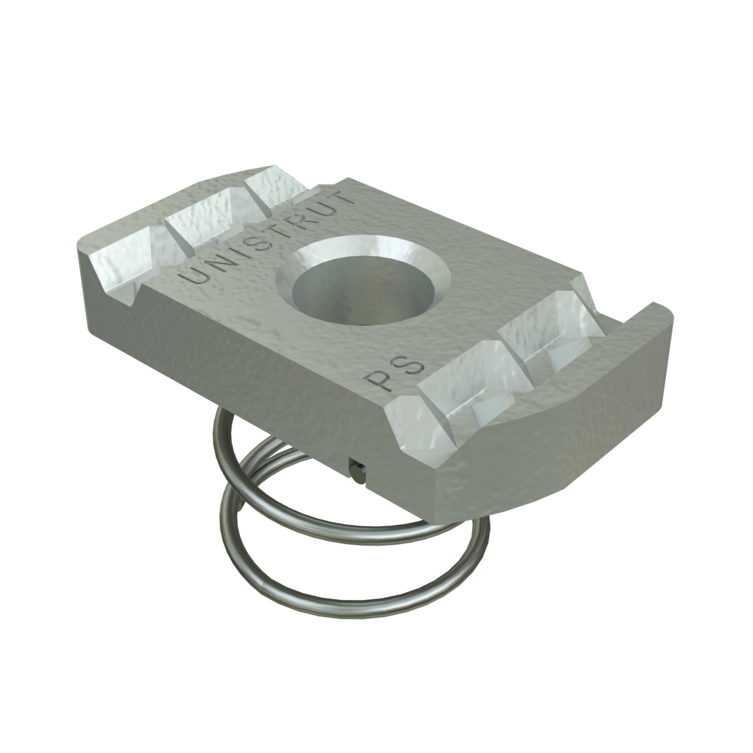 P4008-HG Channel Nut With Spring, For Use With P3300, P4000 and P4100 Channels, 3/8-16 Thread, Mild Steel