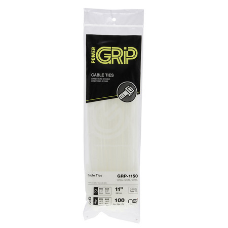 GRP-1150 Cable Tie, 11 in L, 50 lb Load, Nylon 6/6, Natural