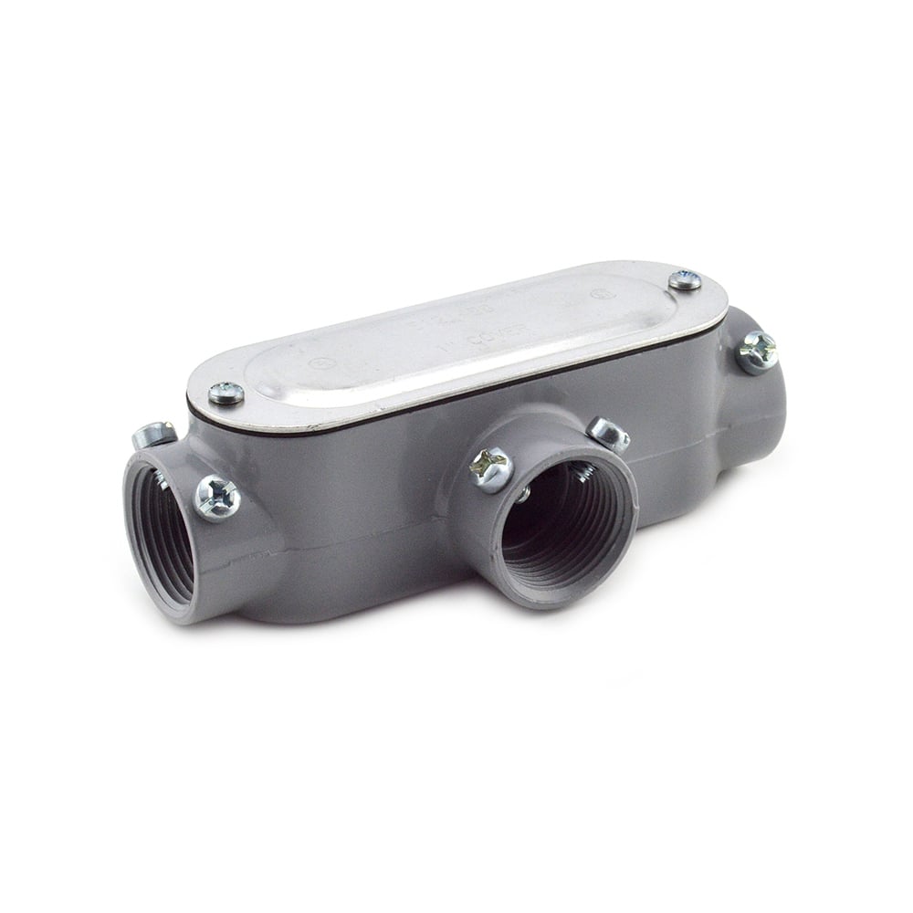 T-43CGC Bridgeport 5 Series Type T Combination Conduit Body With Cover and Gasket, 1 in Hub, 85, 10.8 cu-in, Aluminum, Enamel Coated