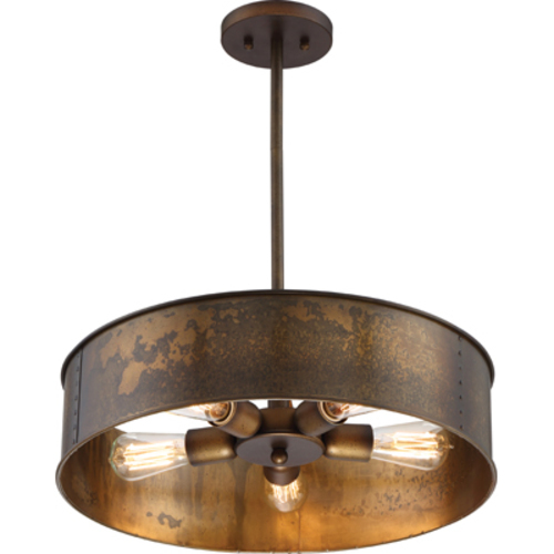 60-5894 Nuvo Kettle Pendant Fixture, (5) ST19 Lamp, 120 V AC, Weathered Brass Housing