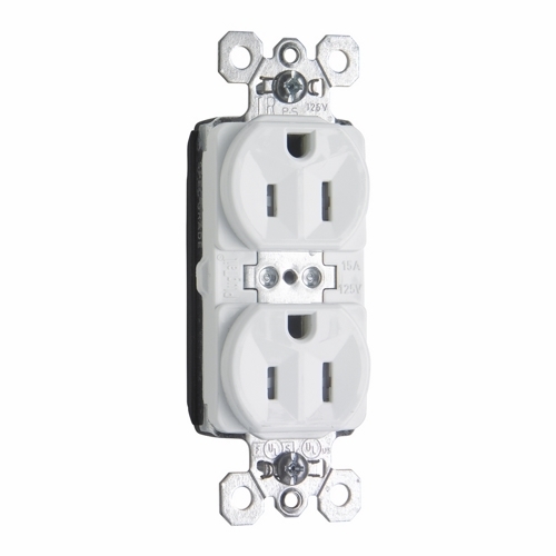 PTTR5262W PlugTail 15 Amp 125V Spec-Grade Duplex Receptacle, White
