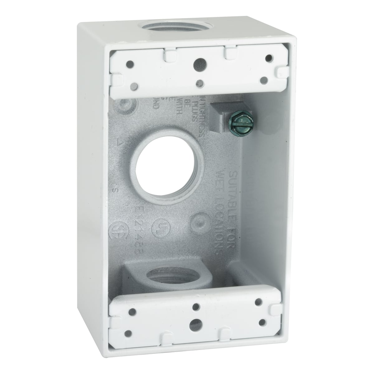 5324-1 Weatherproof Outlet Box With Lug, Die Cast Aluminum, 18.3 cu-in, 1 Gang, 3 Outlets