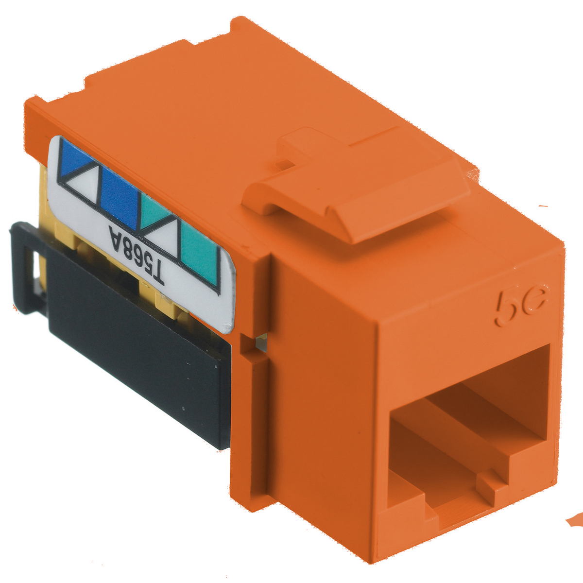 NSJ5EOR24 8-Position Modular Snap Fit Standard Universal A/B Modular Jack, Cat 5e Module, Screw Mount, Thermoplastic, Orange