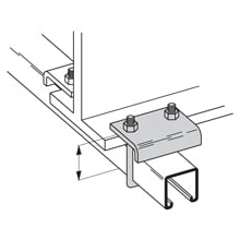 B441-22YZN Beam Clamp, 3/4 in THK, 1200 lb Load, Low Carbon Steel, Yellow Zinc Plated