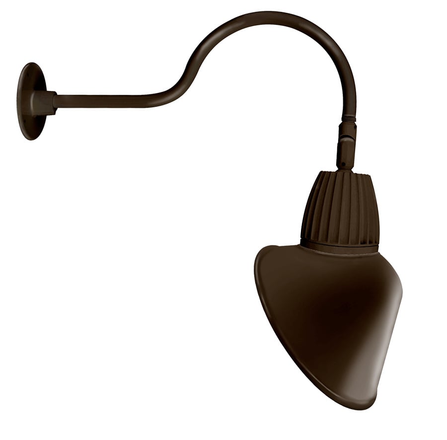 GN1LED13NACBWN LGOOSE Flood Gooseneck Decorative Fixture With GOOSE1BWN 24 in Goose Arm Style 1, 15 W Fixture, 120/208/240/277 V AC, Brown Housing