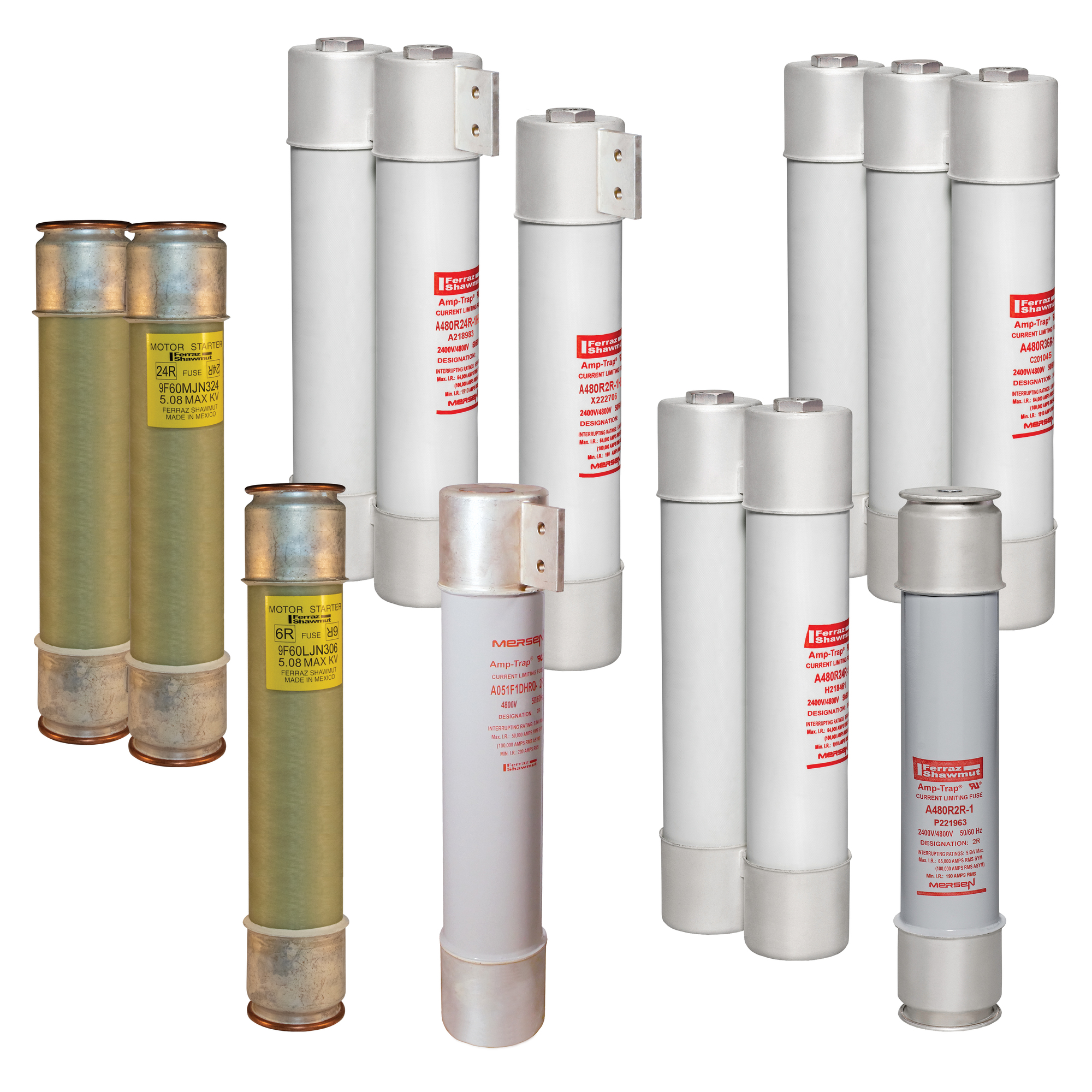 9F60NLD830 Type EJ2 2-Barrel Back Up Medium Voltage Motor Protection Fuse, 30 A, 5.08 kV AC, 50 kA, Class R, Ferrule Body
