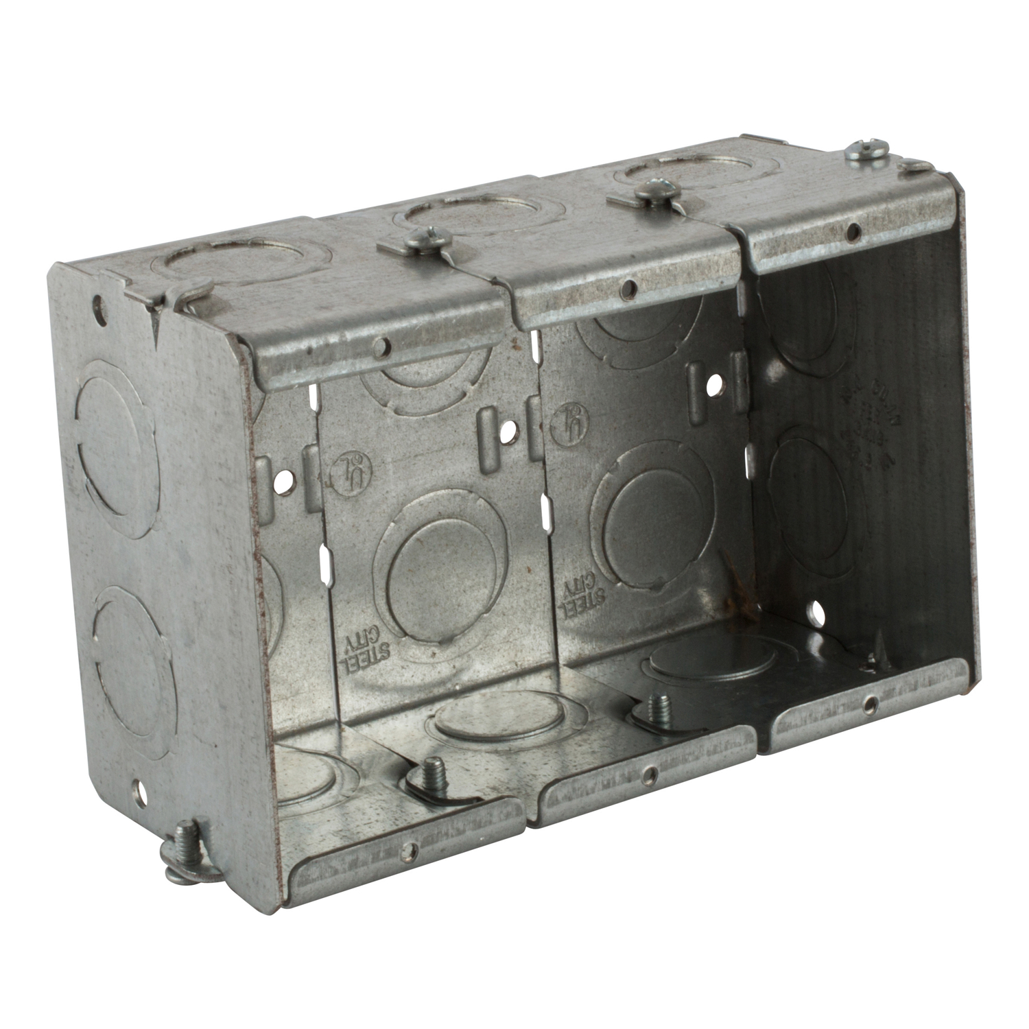 GW-325-G Steel City Gangable Masonry Box, Steel, 47.4 cu-in Capacity, 3 Gangs, 1 Outlets, 22 Knockouts