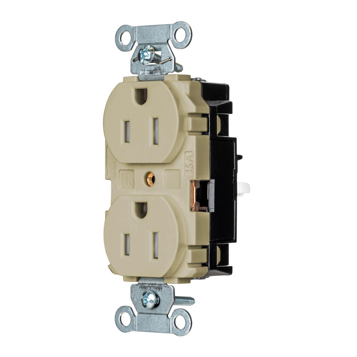 BR15STITR EdgeConnect Straight Blade Receptacle, 125 V, 15 A, 2 Poles, 3 Wires, Ivory
