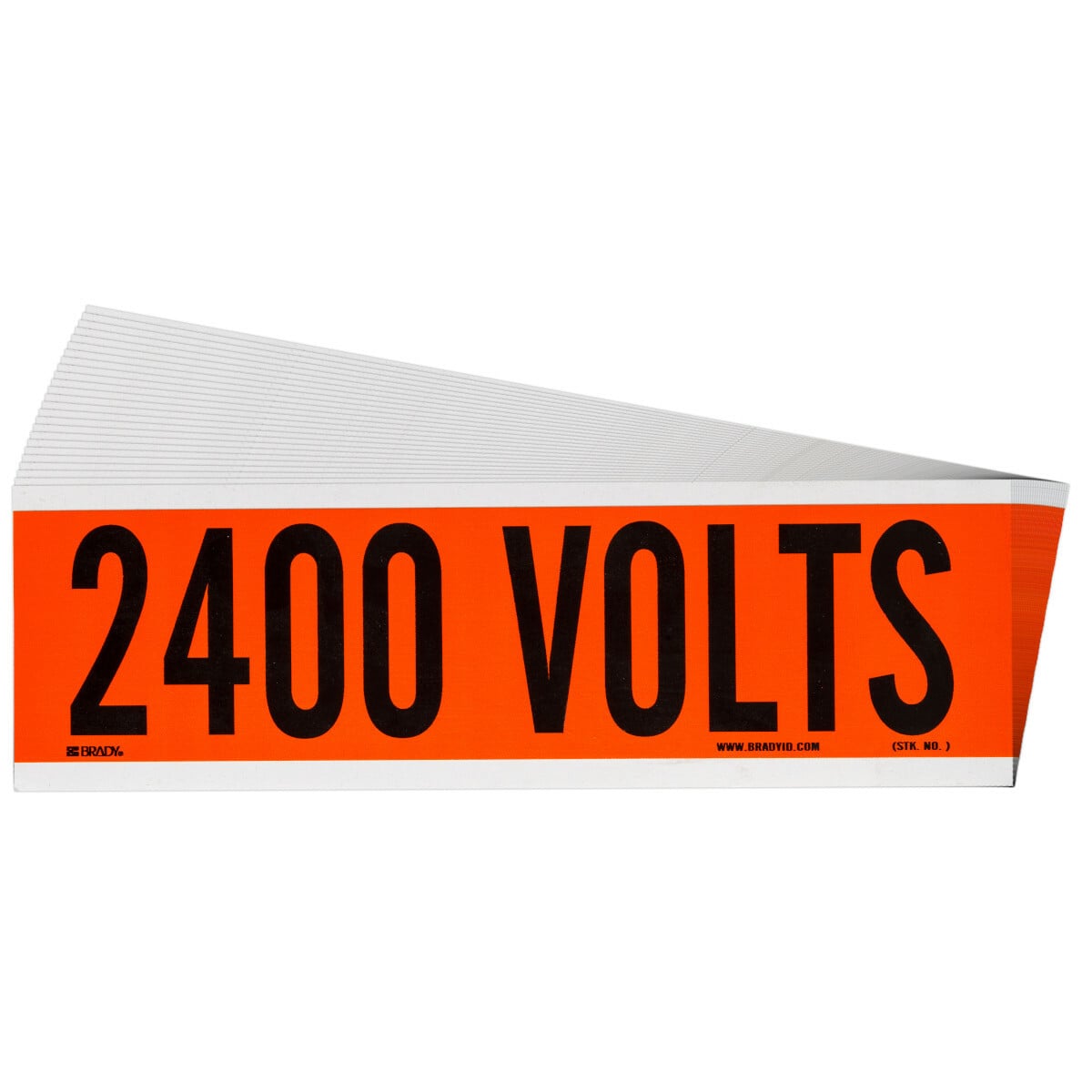 152322 CleanLift Repositionable Rectangle Self-Adhesive Style A Conduit and Voltage Label, 9 in W, 2400 VOLTS Legend, Black Legend, Orange Background, B-498 Vinyl Cloth