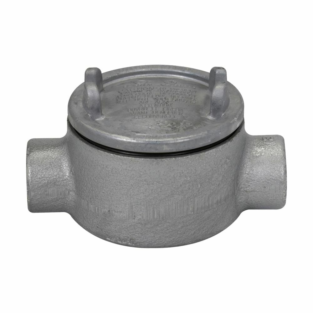 GUAC49 Condulet Type E Shape C Conduit Outlet Box With Cover, 1-1/4 in, 5 in Cover Opening, 76 cu-in Capacity, Aluminum Acrylic Painted/Electro-Galvanized