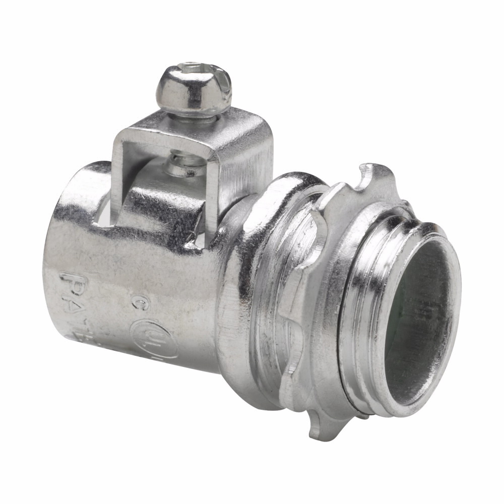 ACB38 Straight Cable Connector, 3/8 in Trade, 0.4 to 0.66 in Cable Openings, Steel, Electro-Plated Zinc