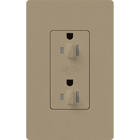 Claro, Satin, dual dimming, tamper resistant receptacle, 15A/125V in mocha stone