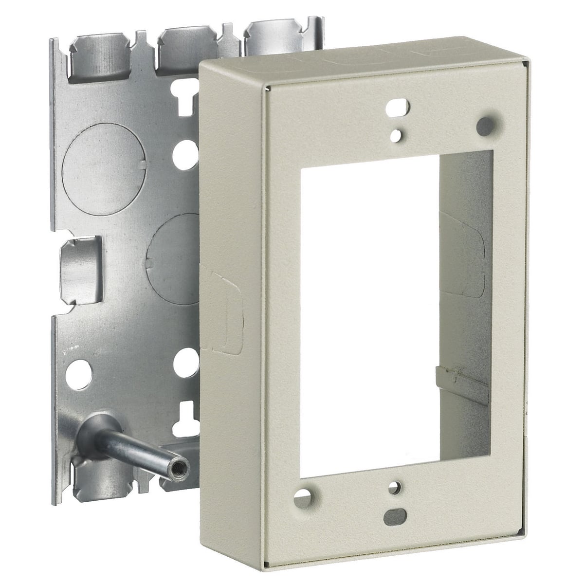 HBL5748SIVA 1-Gang Combination Low Profile Standard Switch and Receptacle Box With 1/2 in NPT Knockout, 4.6 in L x 3 in W x 1.3 in H, Rolled Steel, Ivory