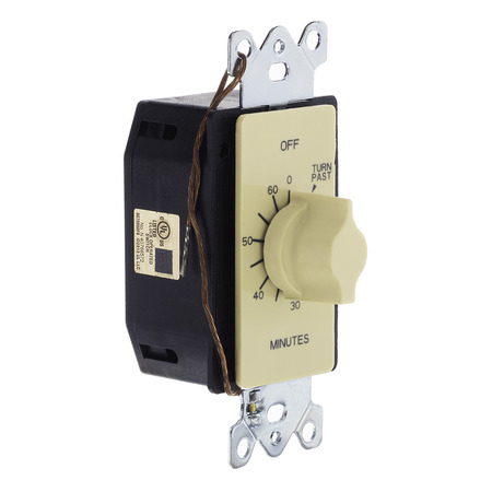 A560M Tork Auto Off Interval Mechanical Spring Wound Timer, 60 min Setting, 125/250/277 V AC, 1 hp, 2 hp, 1 Form C SPDT Contact, 1 Pole