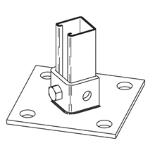 B279GRN Type U Square Post Base, 1 Channel, 45 deg Centered Offset Channel Position, 1-5/8 in H Base, For Use With 1-5/8 x 1-5/8 in B22 Series Channel, Steel