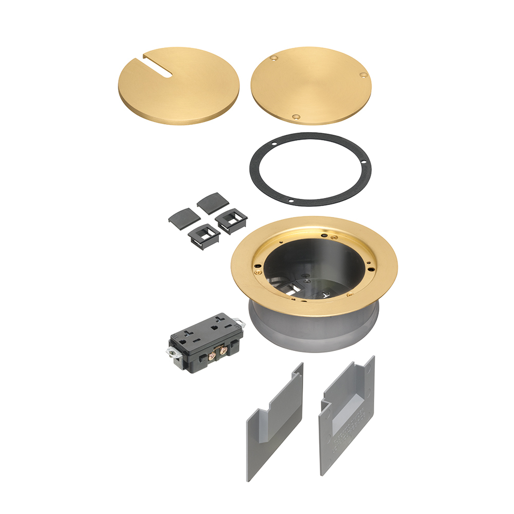 FLBC5540MB Floor Box Cover Kit, 6.501 in Dia, Blank/In-Use Slotted Cover, Die Cast Zinc/Steel