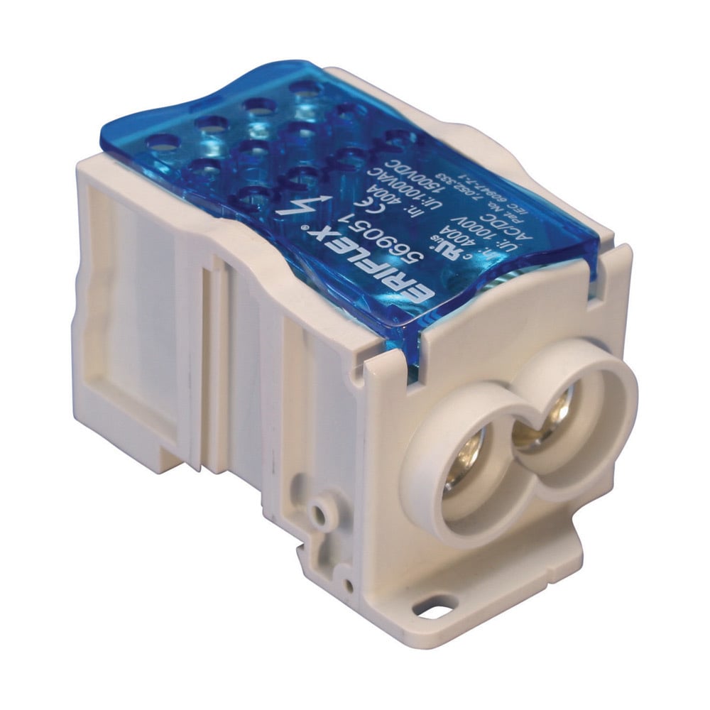 UD-400212AL Distribution Block, 1000 V AC/1000/1500 V DC, 400 A, 1 Poles, 8 to 3/0 AWG/14 to 6 AWG Wire, Aluminum/Thermoplastic