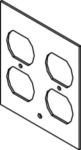 DGT-2DP 4-Outlet Unassembled Upper Top Panel Device Plate, 2 Gangs