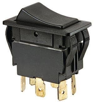 774040BK Full-Size Rocker Switch, 20 A at 125 V AC, 15 A at 227 V AC, 2 A at 110 to 250 V AC, DPDT Contact, 2 Poles