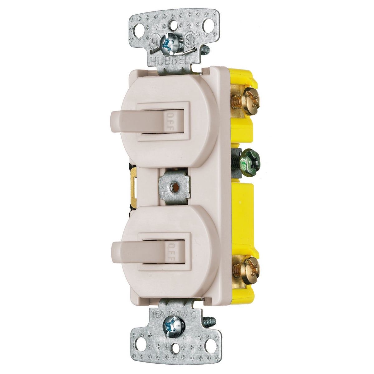 RC303LA 3-Way Self-Grounding Standard Traditional Combination Toggle Switch, 120 VAC, 15 A, 1800 W Power Rating, 2-Position Contact