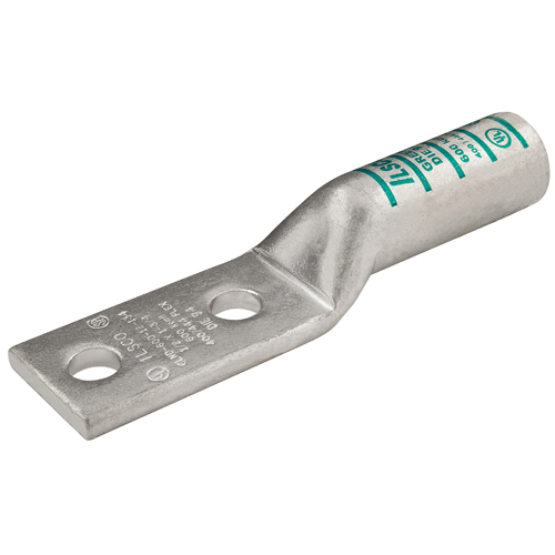 CLND-600-12-134 SureCrimp CLND 2-Hole Lug Compression Connector, 250 to 600 kcmil Flex Copper Conductor, Die Code: ILD-94, 1/2 in Stud, Tin Plated Copper