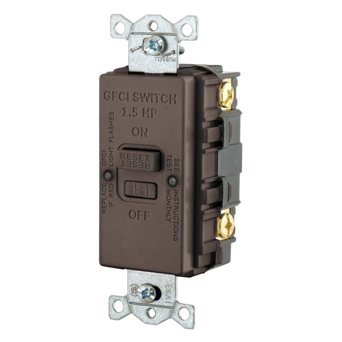 GFBFHP20 1-Phase Blank Face Standard GFCI Receptacle, 125 VAC, 20 A, 3 Wires, Brown