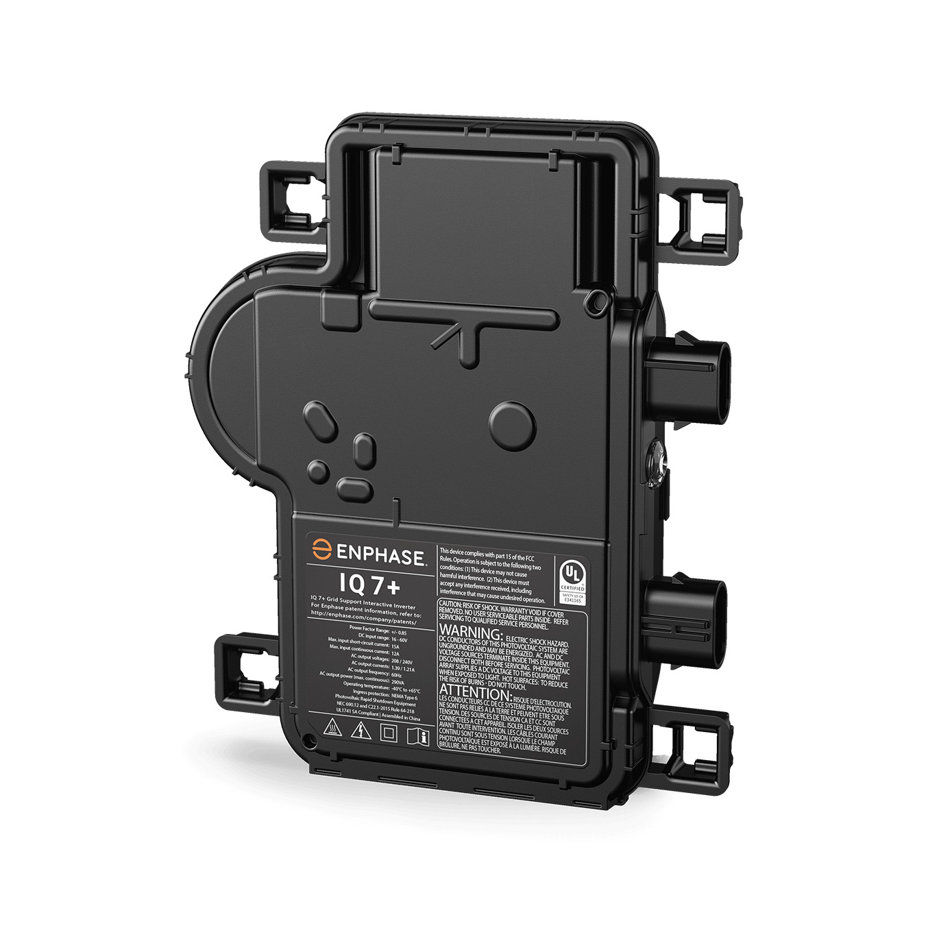 IQ 7+ Microinverter with Integrated MC4 Connectors, compatible with 60- and 72- cell PVmodules