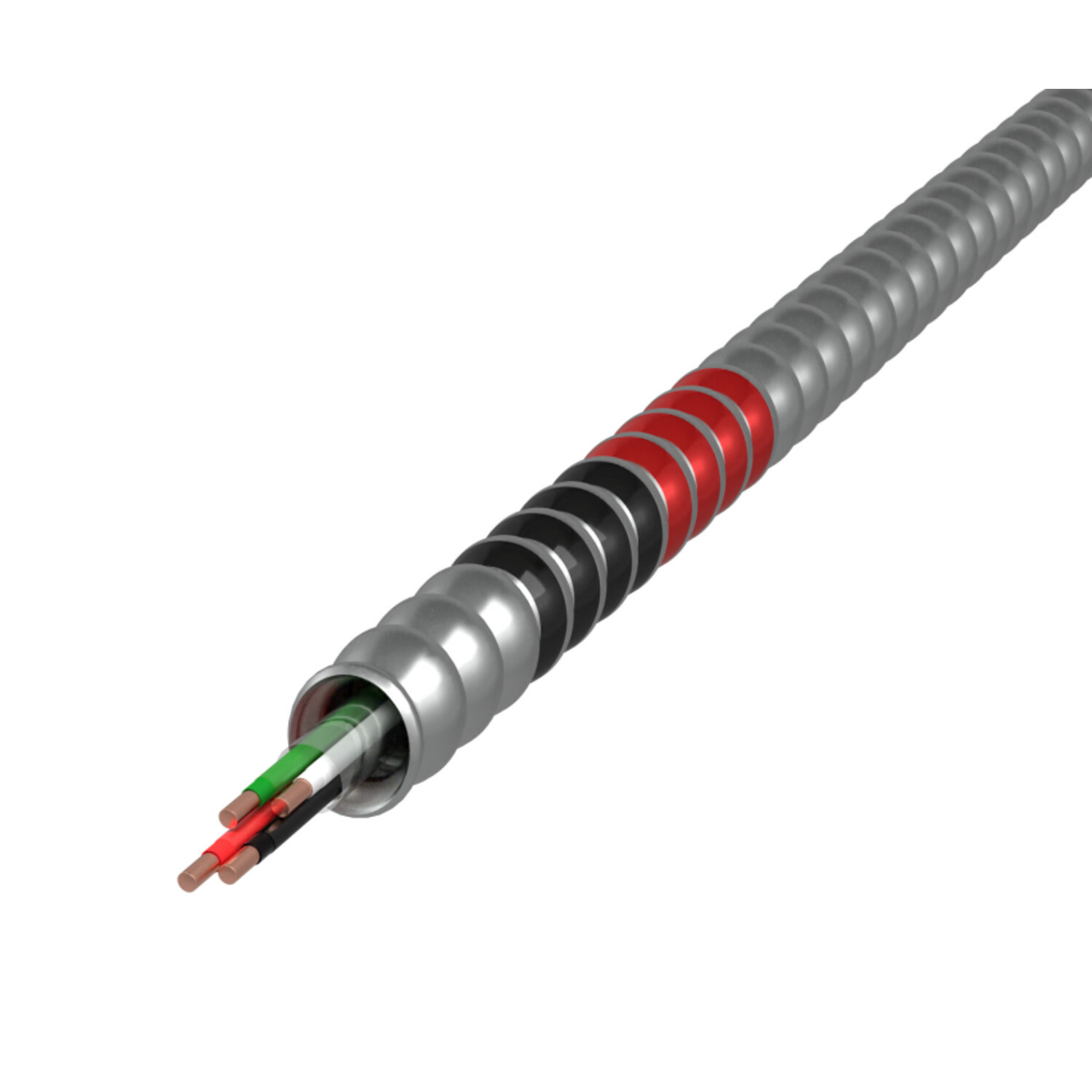 2160S42-01 MC Lite Type MC Traditional Armored Cable With Grounding and Neutral Conductor, Coil Packaging, 600 V AC, (4) 12 AWG Stranded Copper Conductor, 250 ft L