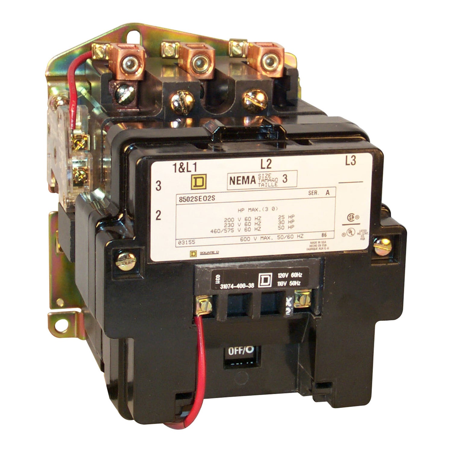 8502SEO4V02S Non-Reversing Type S Contactor, 110 V AC at 50 Hz to 120 V AC at 60 Hz V Coil, 5 Poles